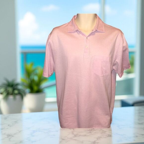 Peter Millar Pink Crown Cool Short Sleeve Golf Polo Size Large #51 - Picture 1 of 6